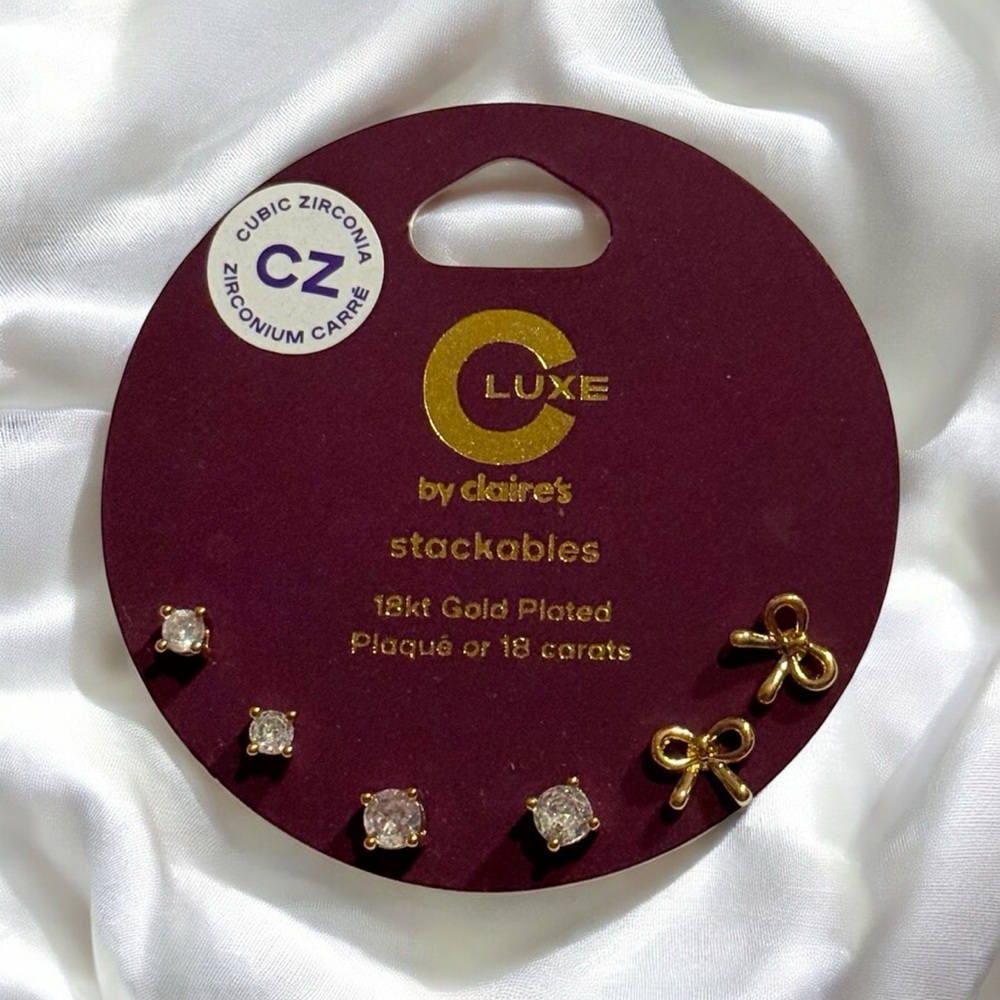 Cubic Zirconia 18kt gold plated earrings #3